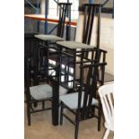 RETRO GLASS TOP DINING TABLE WITH 6 CHAIRS