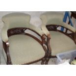PAIR OF VICTORIAN MAHOGANY FRAMED TUB STYLE CHAIRS