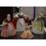 3 VARIOUS ROYAL DOULTON FIGURINE ORNAMENTS & SMALL COALPORT FIGURINE