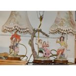 3 VARIOUS FIGURAL TABLE LAMPS WITH SHADES