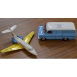 VINTAGE DINKY FORD TRANSIT VAN & HAWKER SIDDELEY PLANE