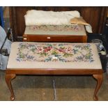 2 TAPESTRY TOP STOOLS & ANIMAL SKIN DISPLAY