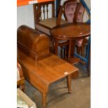 MAHOGANY DROP LEAF TABLE, PAIR OF VICTORIAN CHAIRS, MAHOGANY OCCASIONAL TABLE & SEWING MACHINE