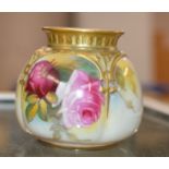 3" ROYAL WORCESTER FLORAL DESIGN SQUAT VASE