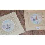 HENRY GEORGE GANDY (1879 - 1950) - PAIR OF FRAMED WATERCOLOURS - JUNK BOATS WITH FIGURES