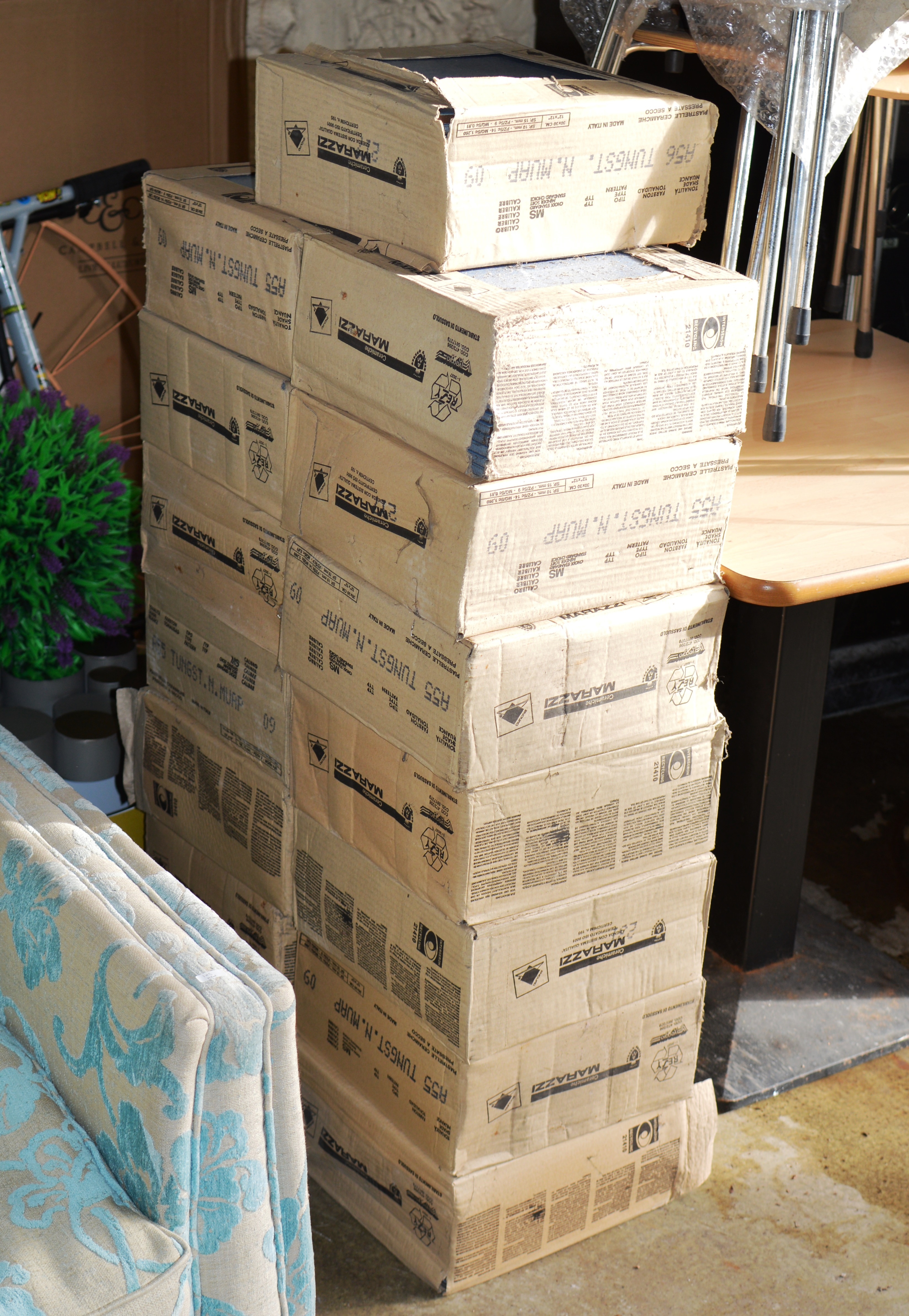 15 BOXES OF BLUE MARAZZI TILES