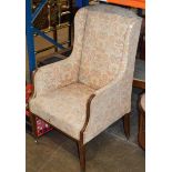 VICTORIAN MAHOGANY FRAMED WING BACK CHAIR