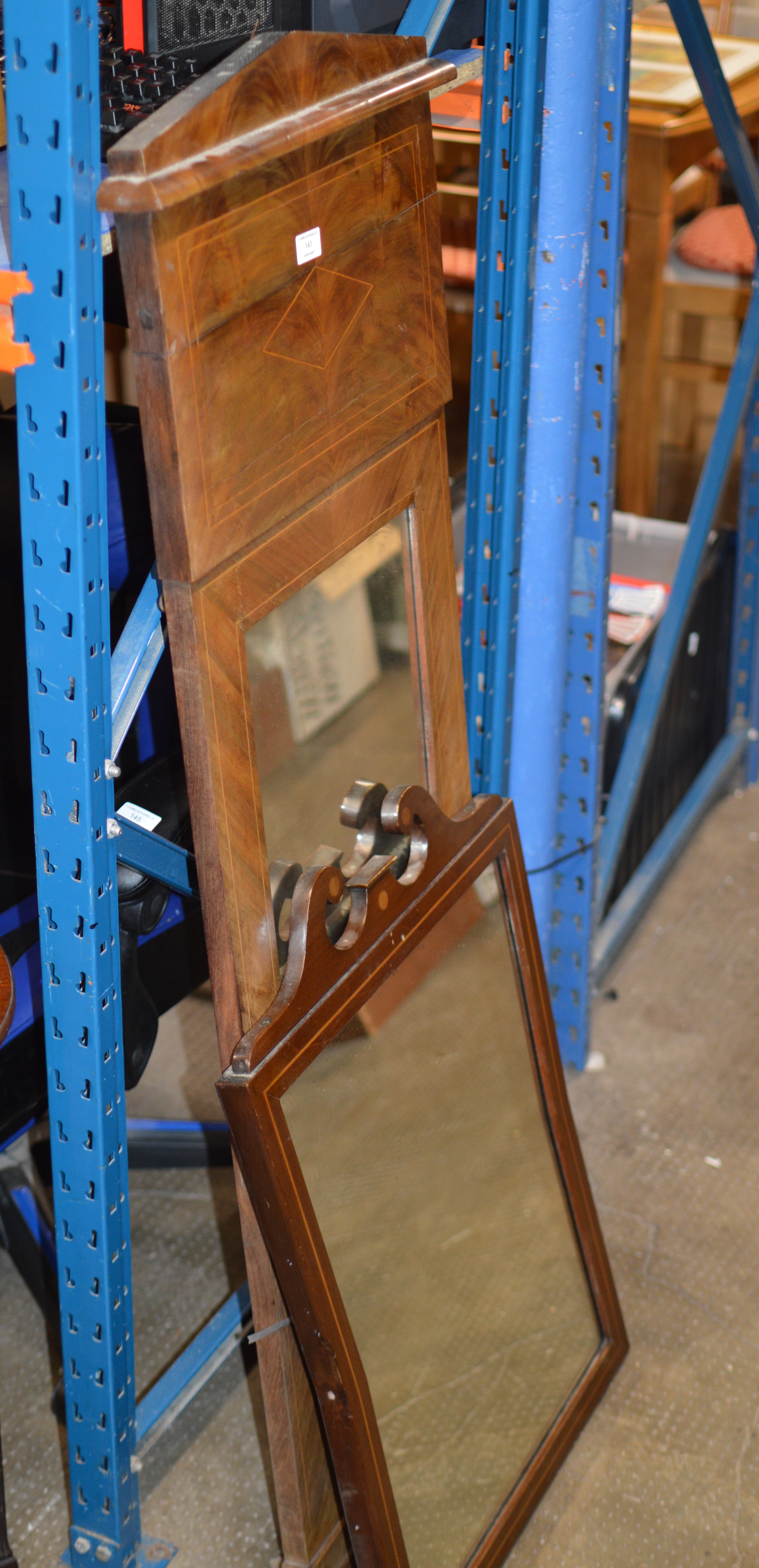 2 MAHOGANY FRAMED WALL MIRRORS