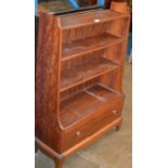 MAHOGANY OPEN BOOKCASE WITH SINGLE DRAWER