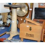 UNUSUAL SINGER STOOL & SHOE POLISHER