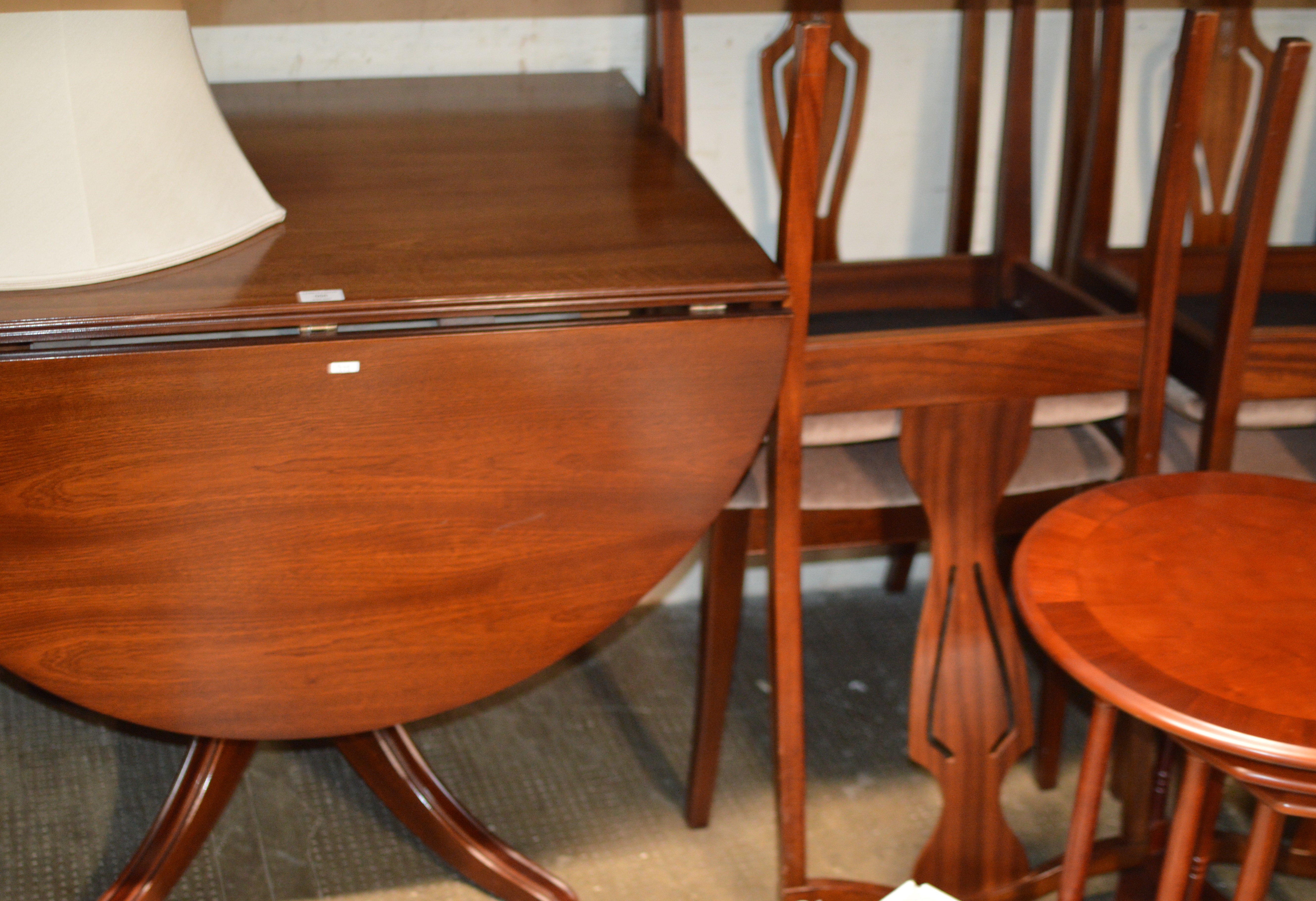 MAHOGANY DROP LEAF TABLE WITH 4 CHAIRS