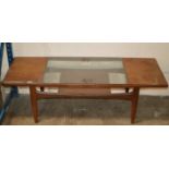 TEAK GLASS TOP COFFEE TABLE