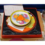 BOXED REPRODUCTION CLARICE CLIFF PLATE & 3 OTHER REPRODUCTION CLARICE CLIFF PLATES