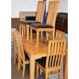 MODERN OAK DINING TABLE WITH 8 MATCHING CHAIRS