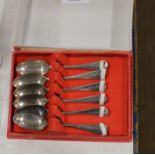 SET OF 6 STERLING SILVER SPOONS, LONDON ASSAY MARKS, MAKER MARK FOR JACKSON & FULLERTON & DATED 1900