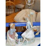 LARGE LLADRO FIGURINE ORNAMENT & LLADRO FIGURINE TABLE LAMP