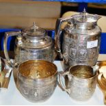 FINE 4 PIECE STERLING SILVER TEA SERVICE WITH ZODIAC SIGN DECORATION WITH GLASGOW ASSAY MARKS, MAKER