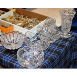 ASSORTED CRYSTAL WARE WITH FRUIT BOWLS, BASKETS & VASES
