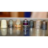 COLLECTION OF 7 VARIOUS OLD THIMBLES, MOSTLY SILVER EXAMPLES