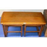 TEAK COFFEE TABLE WITH 2 UNDER TABLES