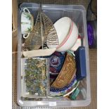 BOX CONTAINING TOY SOLDIERS, MIXED CERAMICS, MODEL BOAT, EYE GLASS & GENERAL BRIC-A-BRAC