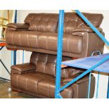 2 PIECE MODERN BROWN LEATHER LOUNGE SUITE