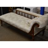 EDWARDIAN OAK FRAMED CHAISE LONGUE