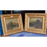 PAIR OF 8½" X 11½" GILT FRAMED OIL PAINTINGS - SCOTTISH LOCH SCENES