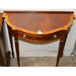 MAHOGANY HALF MOON TABLE WITH SINGLE DRAWER