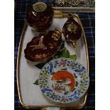 TRAY WITH GENERAL CERAMICS, OLD DECORATIVE FISH DESIGN DISH, CARLTON WARE ETC