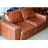 BROWN LEATHER 2 SEATER SETTEE