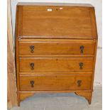 OAK WRITING BUREAU OVER 3 DRAWERS