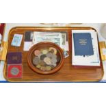 TRAY WITH ASSORTED COINS & BANK NOTES