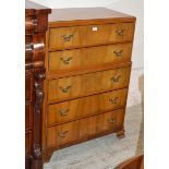 WALNUT 5 DRAWER CHEST ON CHEST