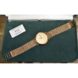 OMEGA DE VILLE LADIES WRIST WATCH ON 9 CARAT GOLD BRACELET - APPROXIMATE WEIGHT = 45 GRAMS