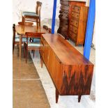 10 PIECE 1960'S DANISH STYLE TEAK DINING ROOM SUITE COMPRISING SIDEBOARD, TABLE & 8 CHAIRS
