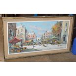 LARGE GILT FRAMED OIL ON CANVAS - CONTINENTAL STREET SCENE, SIGNATURE INDISTINCT