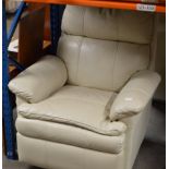 SINGLE CREAM LEATHER ARM CHAIR