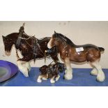 3 VARIOUS CLYDESDALE HORSE ORNAMENTS