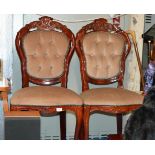 PAIR OF REPRODUCTION MAHOGANY EFFECT BEDROOM CHAIRS