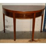 EDWARDIAN INLAID MAHOGANY HALF MOON FOLD OVER TABLE