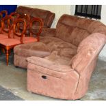 MODERN 3 PIECE LOUNGE SUITE COMPRISING RECLINING CORNER SETTEE, 2 SEATER SETTEE & FOOT STOOL