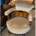 VICTORIAN MAHOGANY FRAMED TUB STYLE CHAIR