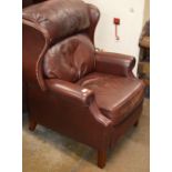 LEATHER WING BACK RECLINING ARM CHAIR