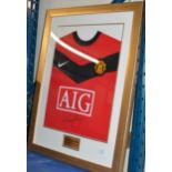 FRAMED & SIGNED MANCHESTER UNITED SHIRT, WAYNE ROONEY