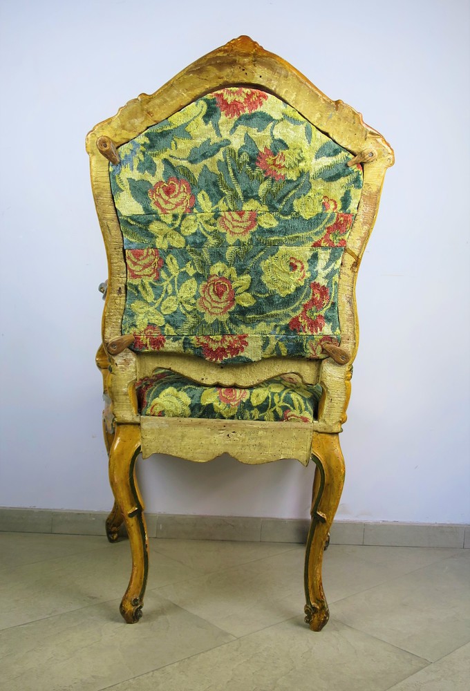 Poltrona Veneziana in legno laccato - A Venetian polychrome paited armchair - Image 4 of 4