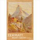 FRANCOIS GOS (1880-1942) ZERMATT lithograph, 1904, condition A-; backed on linen (Dimensions: 95cm x