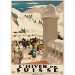 EMIL CARDINAUX (1877-1936) L'HIVER EN SUISSE lithograph, 1921, condition B+; backed on linen (