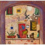 § Leon Morrocco A.R.S.A (Scottish B.1942) Romolo's Balcony, Tuscany Signed and dated '96, oil on