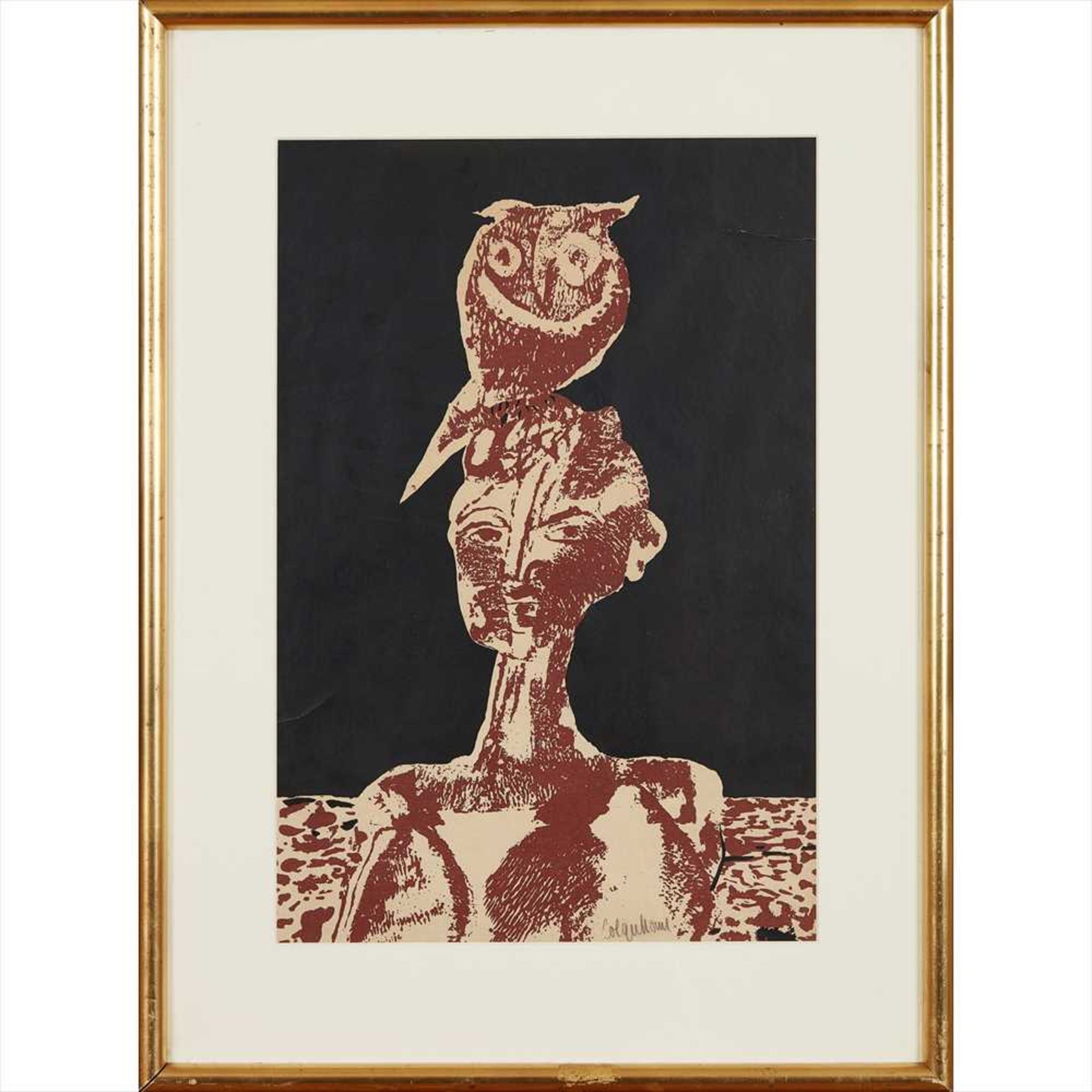 § Robert Colquhoun (Scottish 1914-1962) MAN WITH AN OWL Lithograph, signed in pencil (Dimensions: - Image 2 of 2